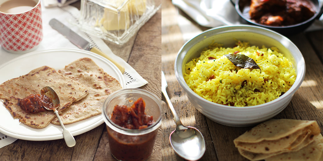 parantha and lemon rice