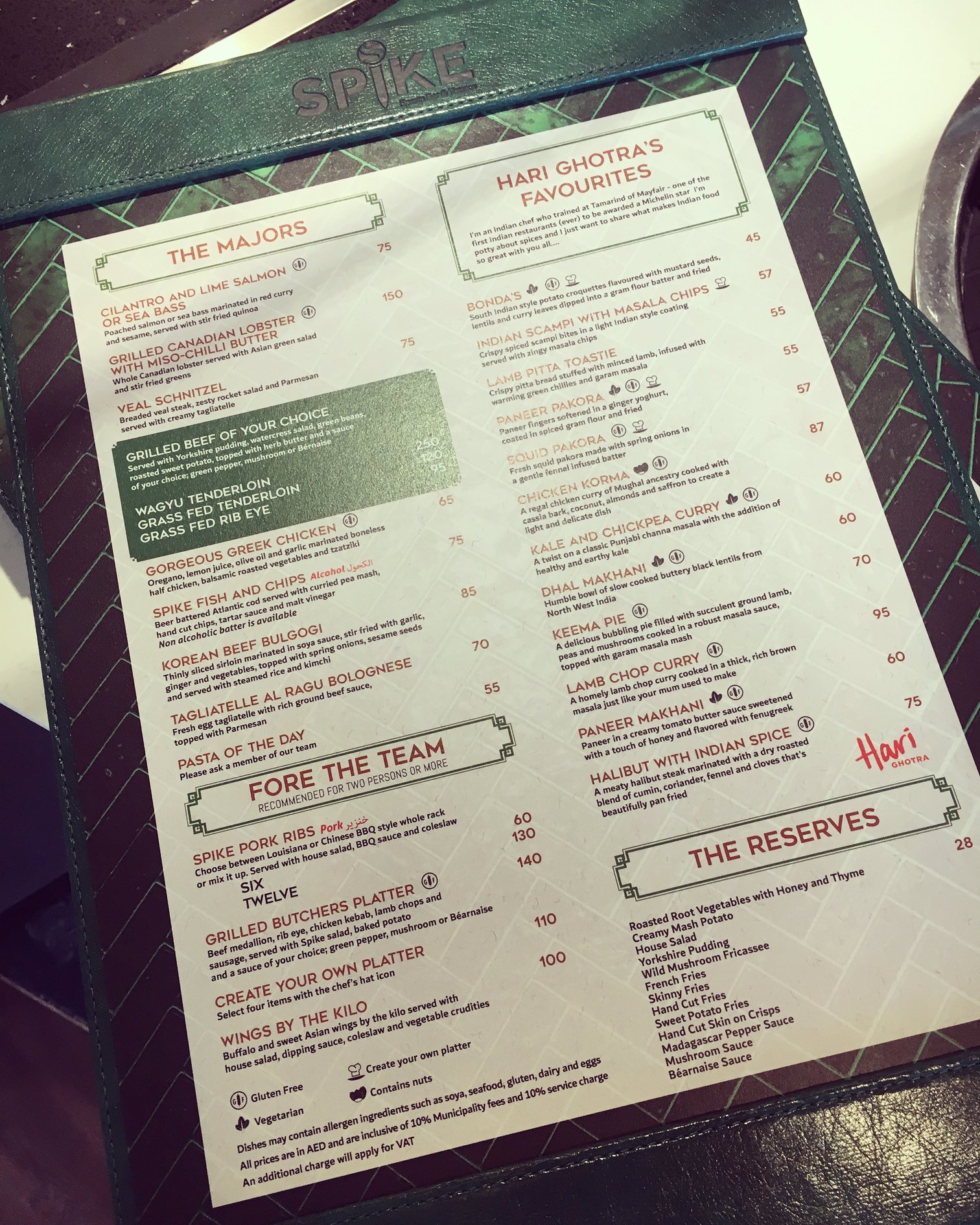 menu