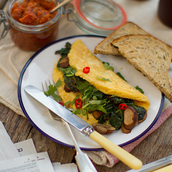 Spinach and Mushroom Omelette