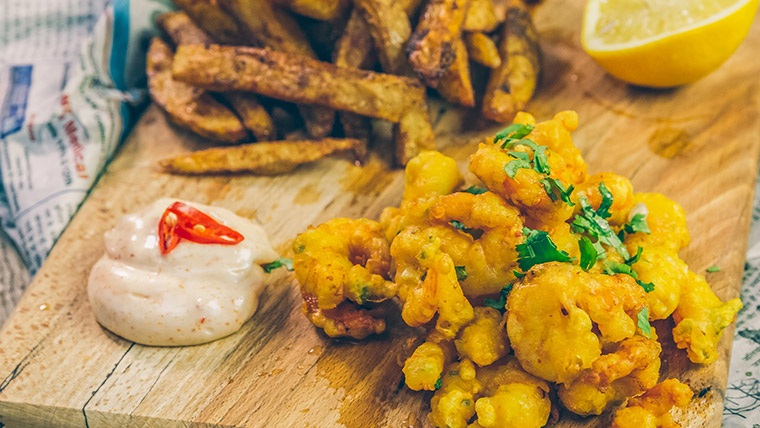 Indian Scampi with Masala Chips